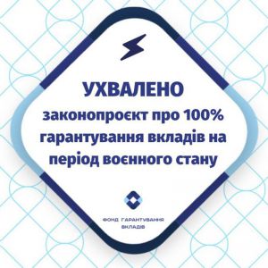 ВРУ ухвалила закон про підвищення гарантованої суми за вкладами та повне відшкодування Фондом гарантування коштів вкладникам на період воєнного стану